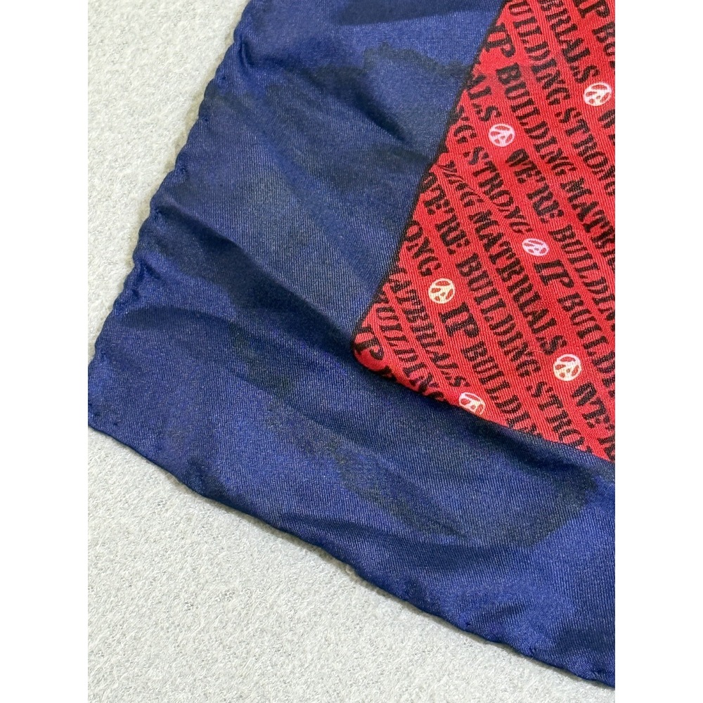 Vtg Scarf Made In Italy IP Building‎ Materials 100% Silk Red White Blue Font - Picture 3 of 15